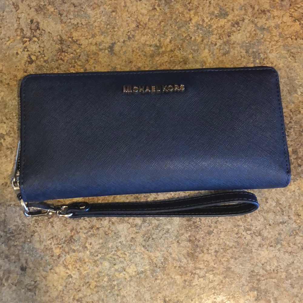 Michael Kors Navy Wallet Wristlet